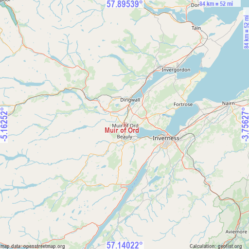 Muir of Ord on map