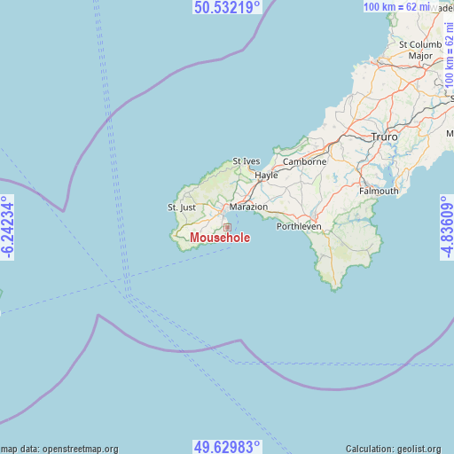 Mousehole on map