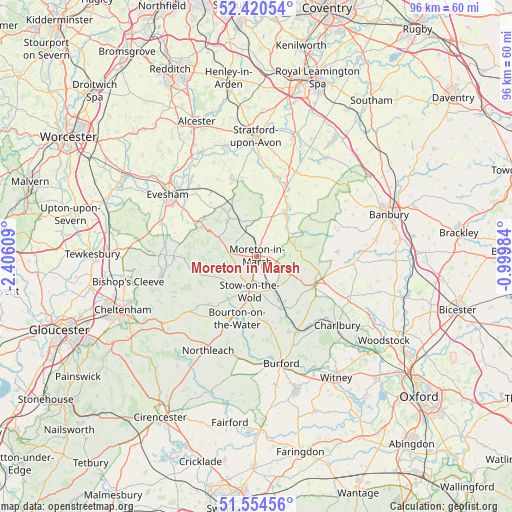 Moreton in Marsh on map