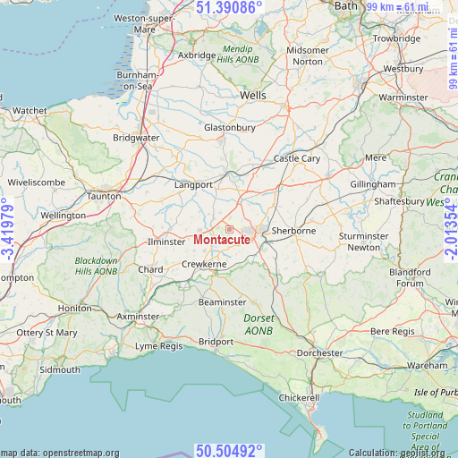 Montacute on map