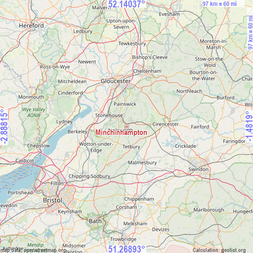 Minchinhampton on map