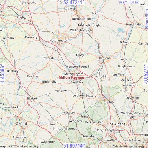 Milton Keynes on map