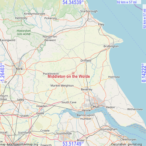 Middleton on the Wolds on map