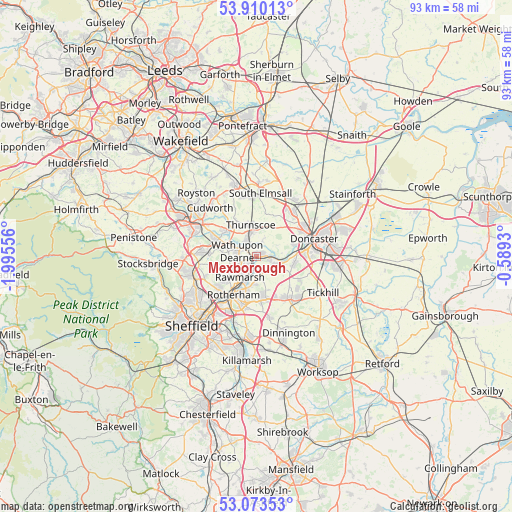 Mexborough on map