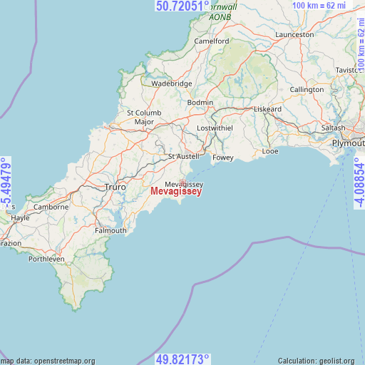 Mevagissey on map