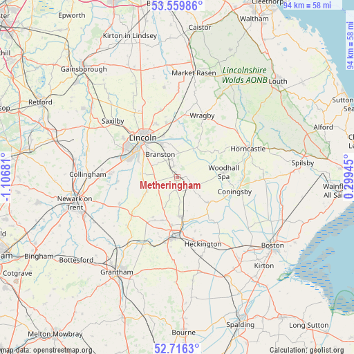 Metheringham on map