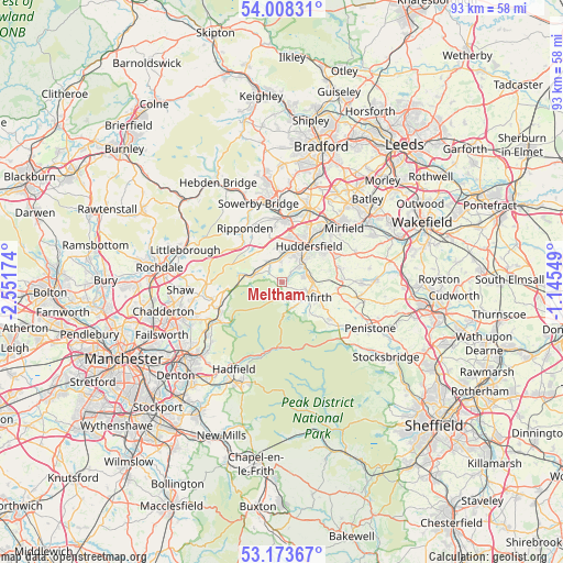 Meltham on map