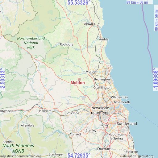 Meldon on map