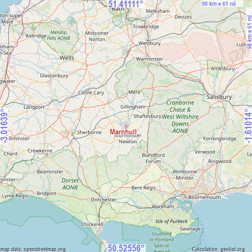 Marnhull on map