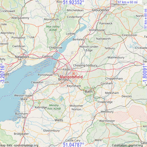 Mangotsfield on map