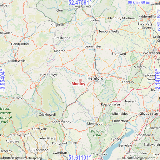 Madley on map