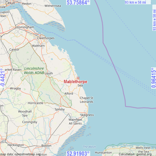 Mablethorpe on map