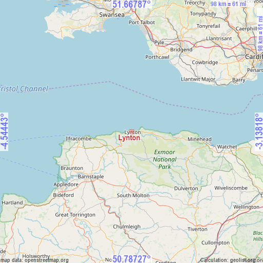 Lynton on map