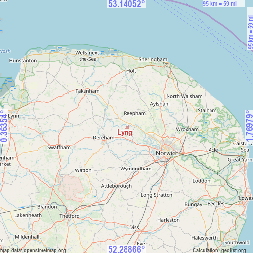 Lyng on map
