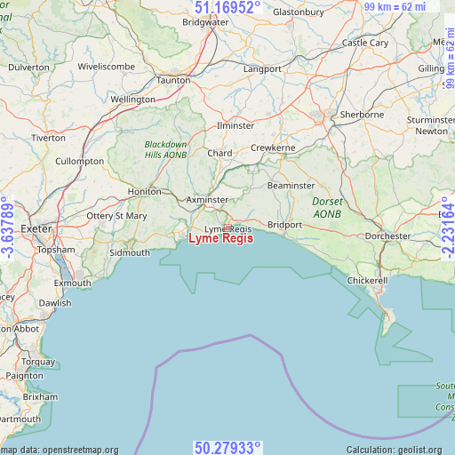 Lyme Regis on map