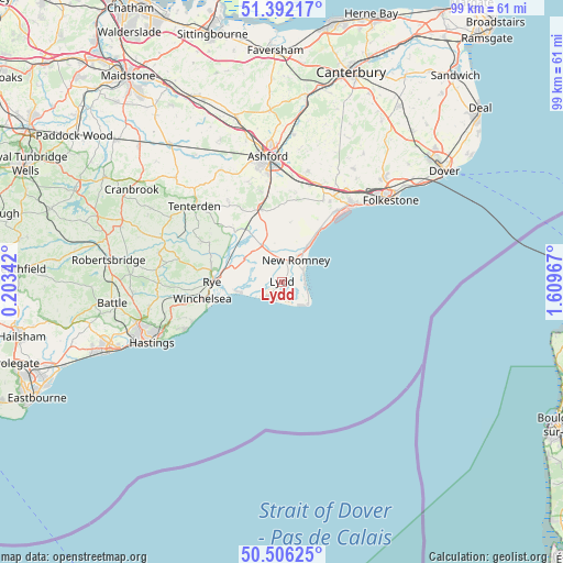 Lydd on map