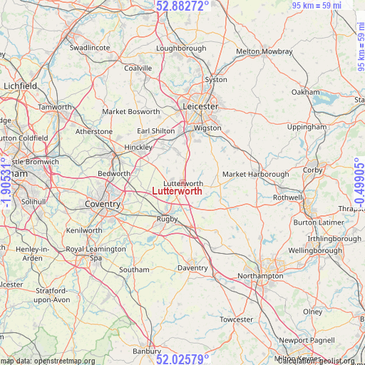 Lutterworth on map