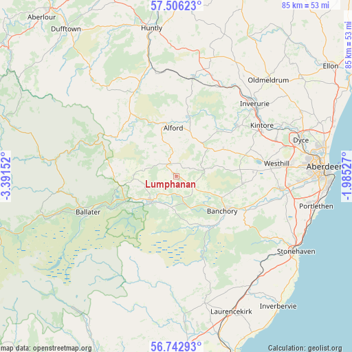 Lumphanan on map