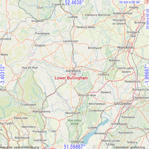 Lower Bullingham on map