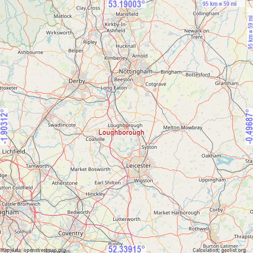 Loughborough on map