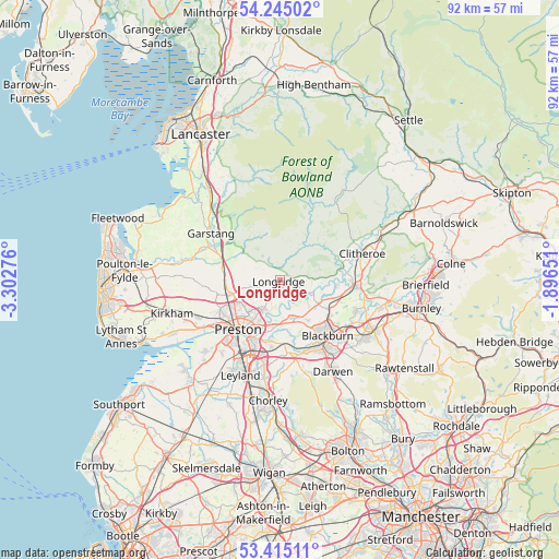 Longridge on map