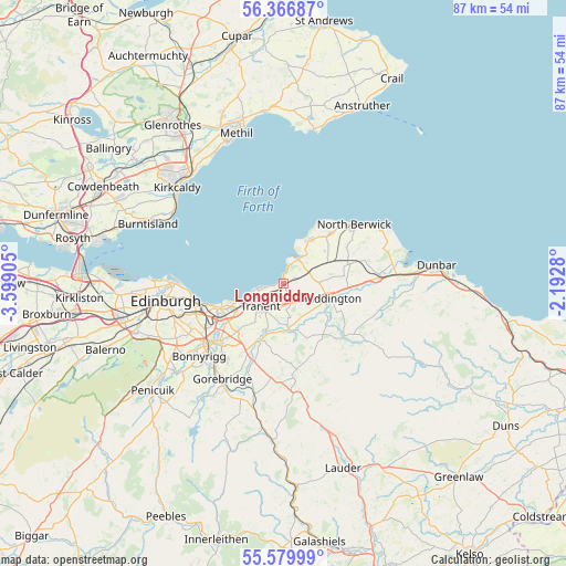 Longniddry on map