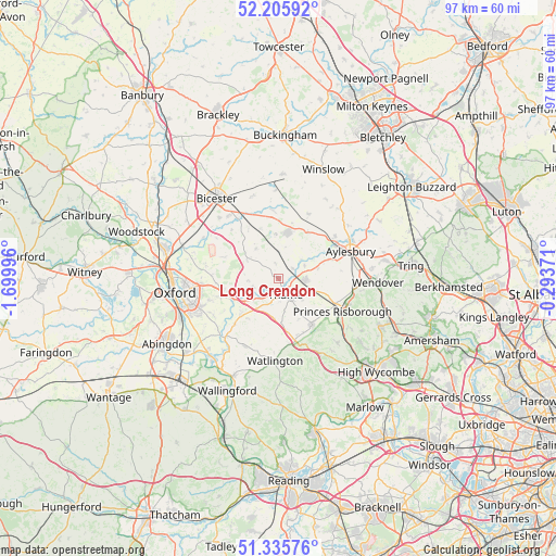 Long Crendon on map