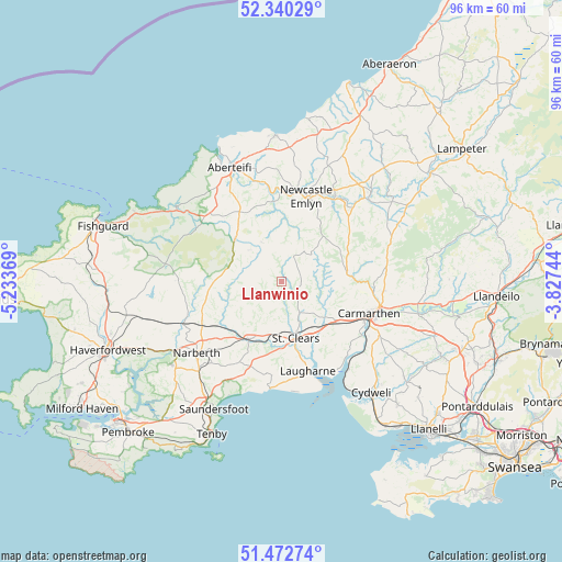 Llanwinio on map