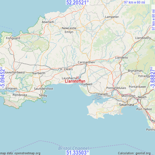 Llansteffan on map