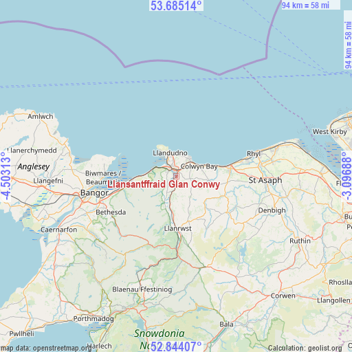 Llansantffraid Glan Conwy on map