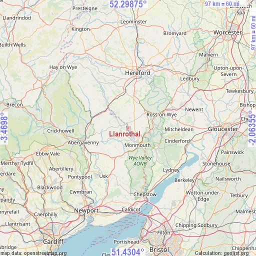 Llanrothal on map