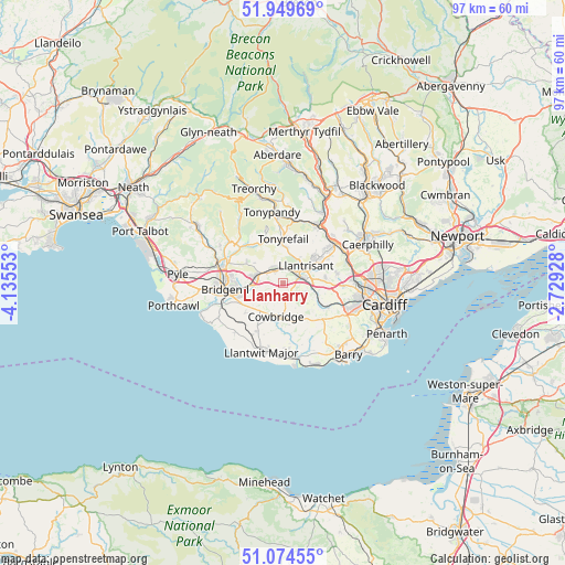 Llanharry on map