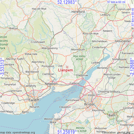 Llangwm on map