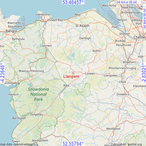 Llangwm on map