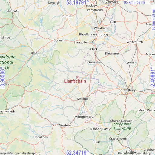 Llanfechain on map
