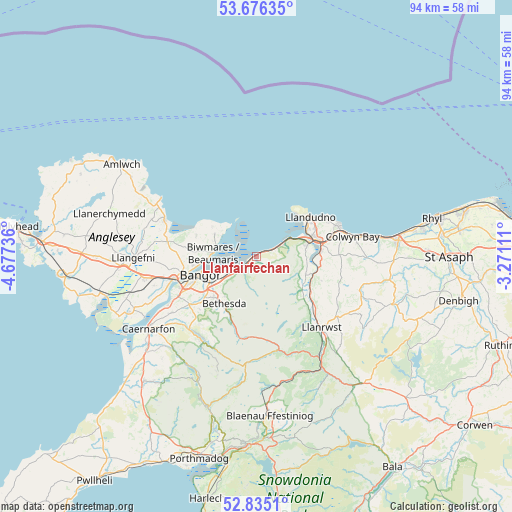 Llanfairfechan on map