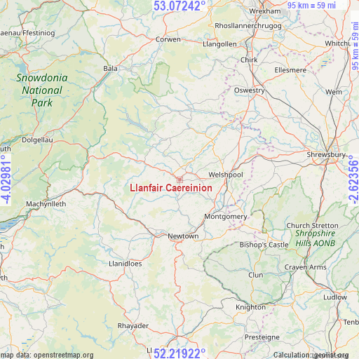 Llanfair Caereinion on map