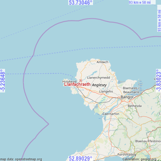 Llanfachraeth on map