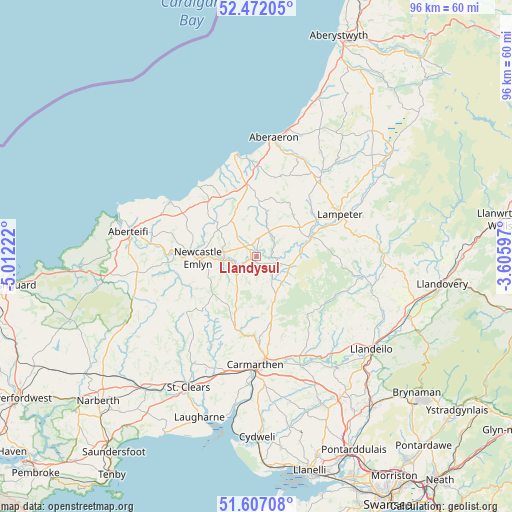 Llandysul on map