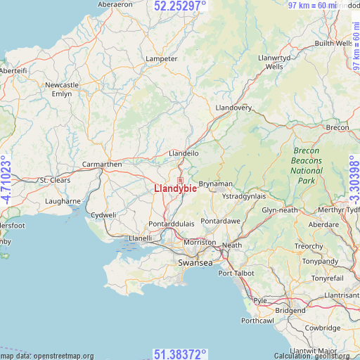 Llandybie on map