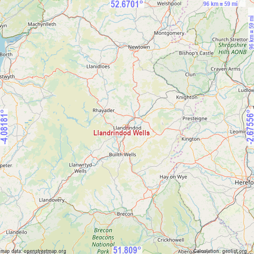 Llandrindod Wells on map