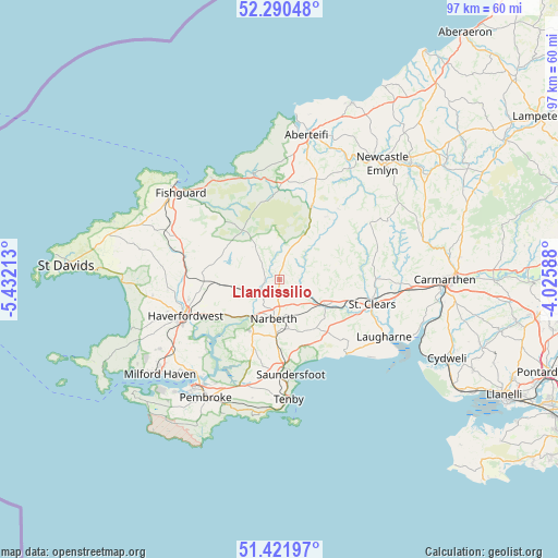 Llandissilio on map