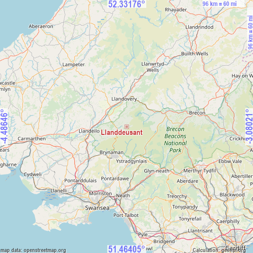 Llanddeusant on map