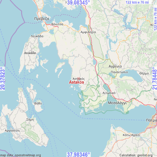 Astakós on map