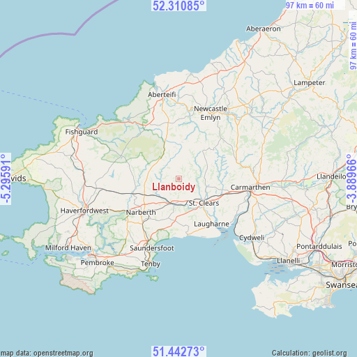 Llanboidy on map