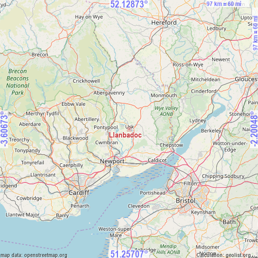 Llanbadoc on map