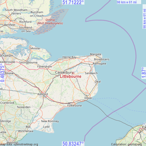 Littlebourne on map