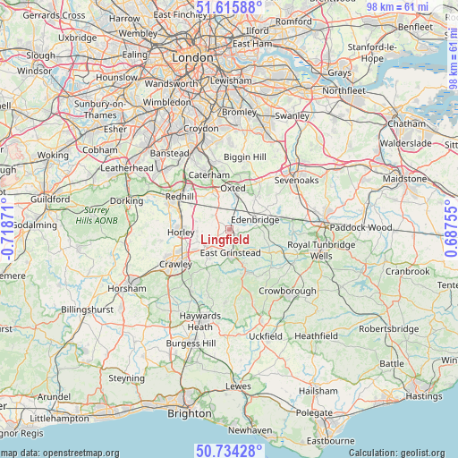 Lingfield on map