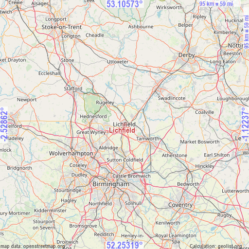 Lichfield on map