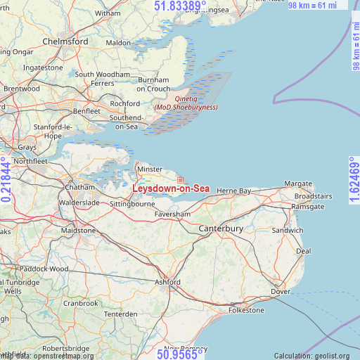 Leysdown-on-Sea on map